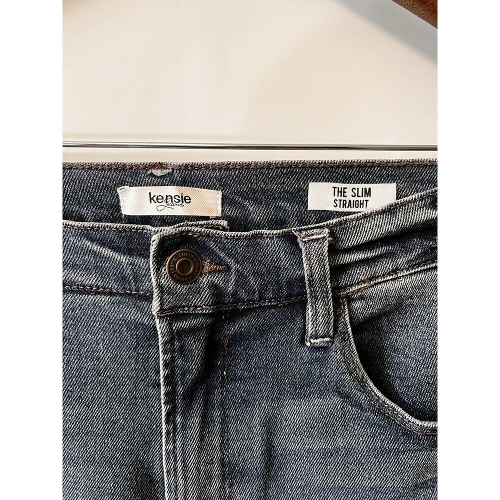 KENSIE JEANS Mid Rise Slim Straight Women’s Size 8/29 Raw Hem 30x27.5 Stretch - Picture 2 of 10